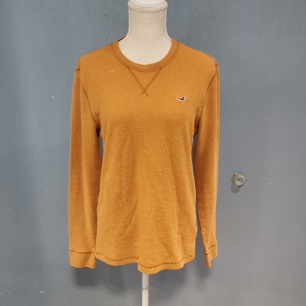 Hollister Y2K Vintage Waffle Knit CrewNeck Henley Long Sleeve Cotton Blend Shirt